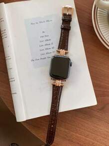 1 件兼容 表带 真皮深棕色优质鳄鱼纹超细纤维皮表带 兼容 表带 S10/9/87 SE654321/38/40/41/42/44/45/49mm 压纹设计 不单调 小腰