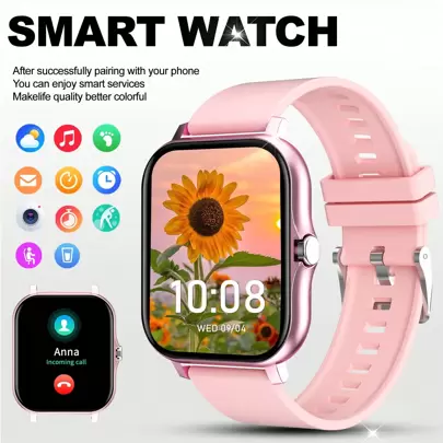 Smartwatch Bluetooth Call, Message Alert, Weather Forecast, Custom Dial, Compatible With Android And Ios