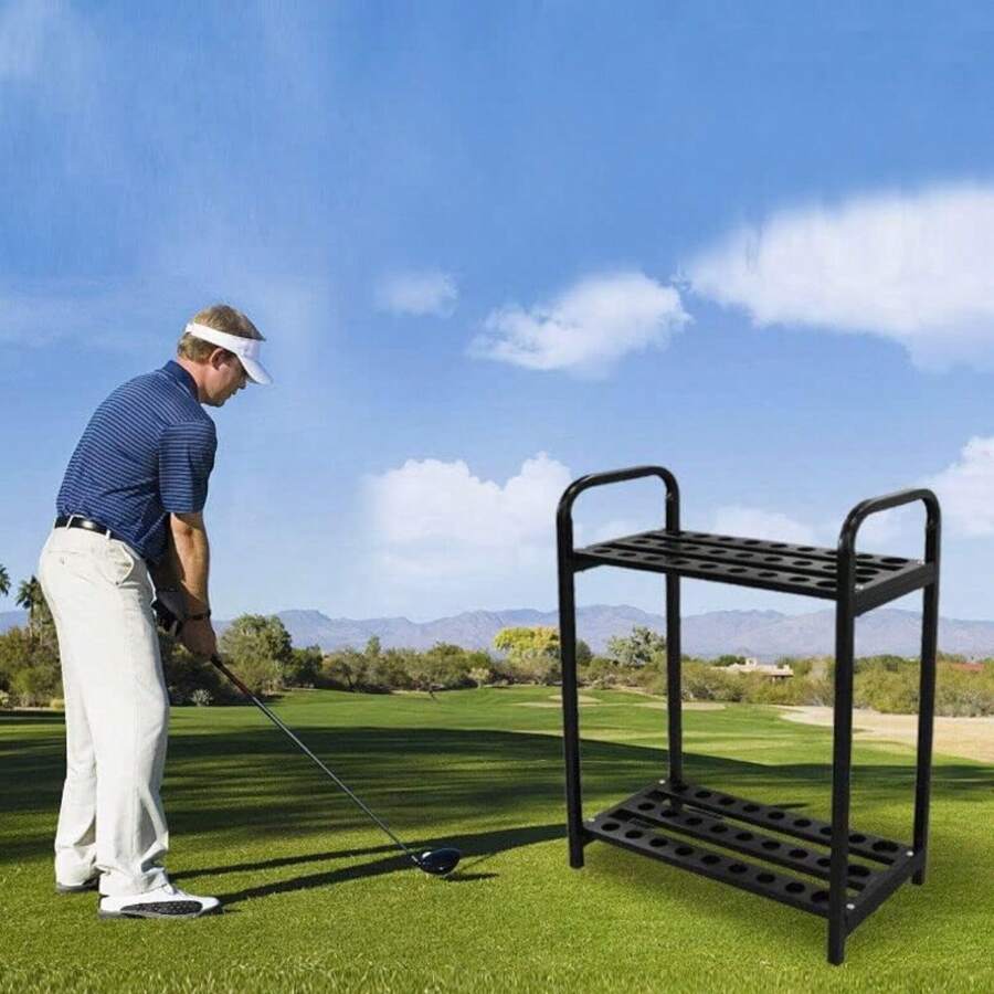 HOHOBLA Golf 27-Hole Cue Display Stand, Golf Club Organizer Golf Club Ground Metal Display Stand Golf Club Holder Rack Golf Putter Rack Golf Putters Golf Club Display Rack Putter Stand Holder Shelf