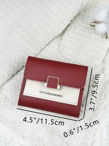 SOUTHLAND&KANGAROO Letter Fashion Coin Pocket Small Bifold Slim Women Wallet MiniThin Lightweight Multi Layer Portable ID Card Credit Card Minimalist Fashion Modern Business For Anniversary For Christmas On Valentine's Day For Birthday Gift For Couple For Girls For Lady For Female Bag School Supplies For School Dorm Room & Back To School For Women Wallet Purse Wallet Small Wallet - Burgundy - View 5