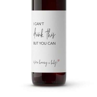 5PCS I Can't Drink This But You Can Unisex Pregnancy Announcement Wine Labels, Ba By Reveal Wine Label, Announcement To Parents Friends Family Sticker, Alternative To Card