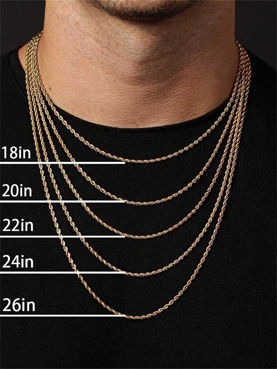 1 Pc Fashion Street Simple Style Stainless Steel Men's Chain - Yellow Gold - View 1