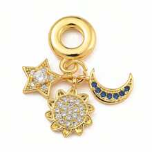 1pc Copper Gold-Plated Micro Inlaid Zirconia Travel Vacation Style DIY Pendant For Jewelry Making For Women Can Use For Earring Necklace - Gold - View 16