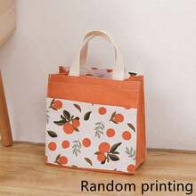 Double-Sided Canvas Tote Bag, Reusable Shopping Bag, Canvas Shoulder Bag, Fruit Pattern Canvas Tote Bag Canvas Bag Portable Daily Use Female Ins Artistic Style Fresh And Simple Tote Bag Student Korean Japanese Style Simple Bag - Multicolor - View 3