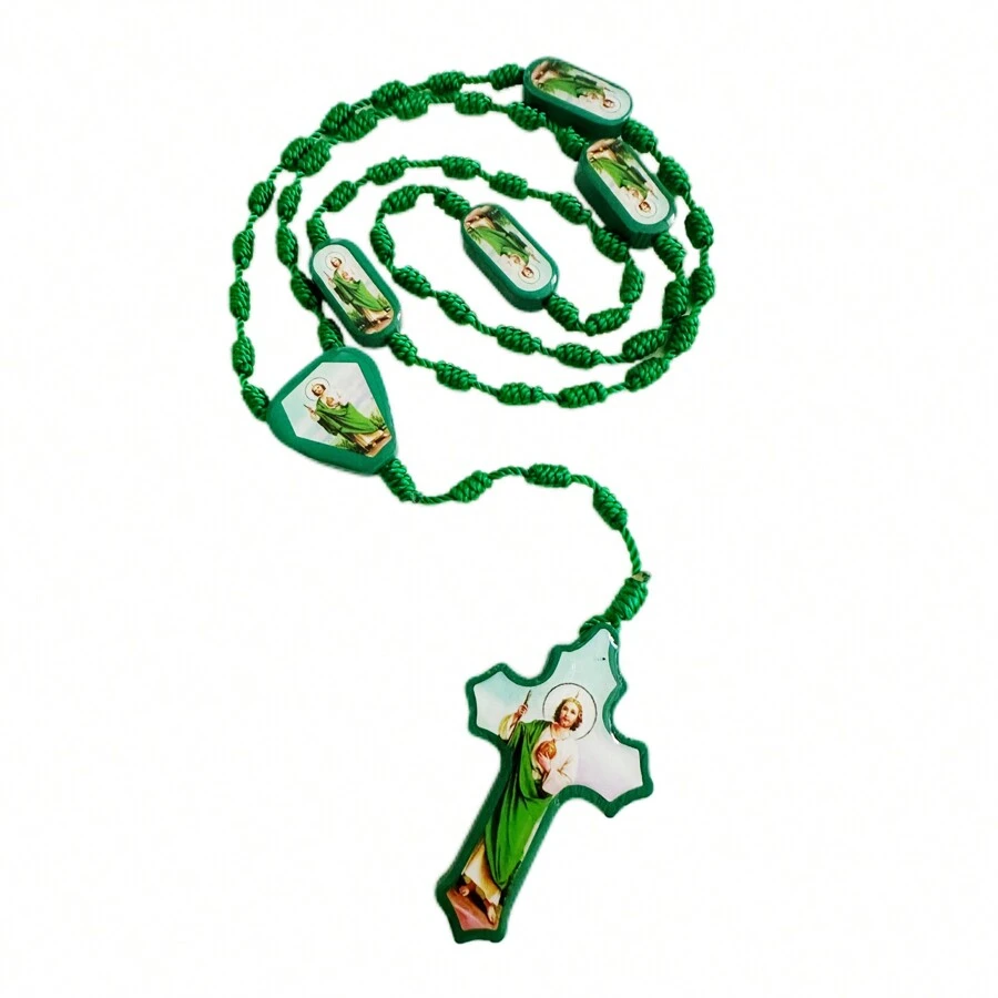 1 Stück handgefertigte katholische Halskette mit Anhänger, Kreuz, Medaille der Heiligen Jungfrau Maria, Schutz, Segen, katholischer Schmuck, Geschenkanhänger für Auto, Weihnachten, Halloween, für Männer und Frauen