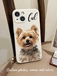 1pc Customized Pet Phone Case, Dog/Cat Name Customized, Apricot Rhein Blue Phone Protective Cover Compatible With IPhone 11 Pro, 13 Pro/15 Pro Max, XR, 12, 13, 15, 16 Pro Max, 17 Pro Max, Photo Customized Phone Case - Multicolor - View 5