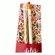 10 Kits Caneta e Lápis com Borracha - Lembrancinha de Natal