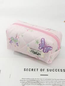 1PC/Set Light Purple Quilted Makeup Bag, Purple Butterfly Fashionable Casual Fashion Portable Makeup Bag, Multifunctional, Simple Makeup Bag, Large Capacity Storage Bag, Can Be Used For Accessories Such As Wallets, Lipsticks, Sanitary Napkins, Coins, Keys, Travel Storage Bags, Sunglasses, Suitable For Women, Girls, Teenagers, Female Students, Gifts. Drawstring Bag. Cosmetic Bag - Mauve Purple - View 18