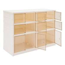 CNCEST 3 Tiers Shoe Organizer, Foldable Shoe Storage Box, 3-Tier Floor Standing Shoe Storage Cabinet - White - View 6