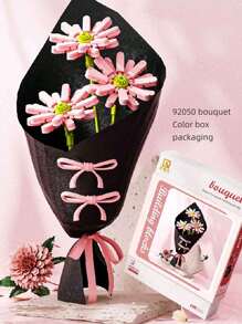 1 set de blocs de construction de fleurs, série de blocs de construction de fleurs colorées DIY, bouquet de décoration florale, cadeau de Noël, cadeau d'anniversaire, cadeau de fête des pères, cadeau de fête des mères, cadeau de mariage, décoration de mariage, cadeau de remise des diplômes