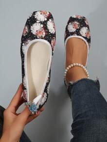 2024 新款女士帆布一脚蹬鞋，透气防滑软底休闲时尚运动鞋，适合春秋季节 - 黑色 - 查看 3