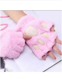 Guantes de garrita patita o huelita para el frio invierno gatito osito perrito para niña o adolescente - Rosa - Ver 3