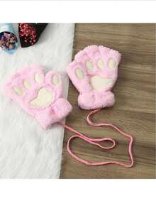 Guantes de garrita patita o huelita para el frio invierno gatito osito perrito para niña o adolescente - Rosa - Ver 2