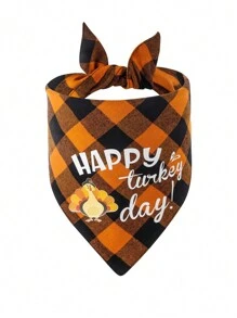 Thanksgiving Day Pet Plaid Bandana - Yellow - View 20
