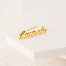 1pc Custom Name Brooch Personalized Brooch Clip Clasp Customized Initial Numbers Gift Enamel Pin Personalized Custom Alphabet Brooch Christmas, Thanksgiving, Birthday Gifts - Multicolor - View 3