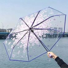 1pc Adorable Clear Foldable Umbrella - Cute & Unique Outdoor Rain Protection - Portable, Manual Operation For Effortless Style Boy Valentine Heart Valentine