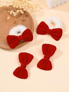 Bộ 4 kẹp tóc nơ kẻ caro đỏ dễ thương cho trẻ em, kẹp tóc mái xinh xắn cho bé gái, thích hợp cho tiệc Giáng sinh - Nhiều màu - Xem 8