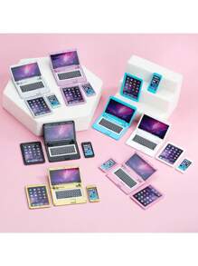Conjunto de Mini Brinquedos Realistas de Metal com 3 Peças: Telefone, Tablet, Laptop, Decoração de Cena em Miniatura (Ligeira Variação na Cor do Item, o Produto Real Será Enviado) - Multicolorido - Visão 3