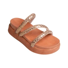 Women's Rhinestone Shiny Comfortable Flatform Sandal - 駝色 - 查看 2