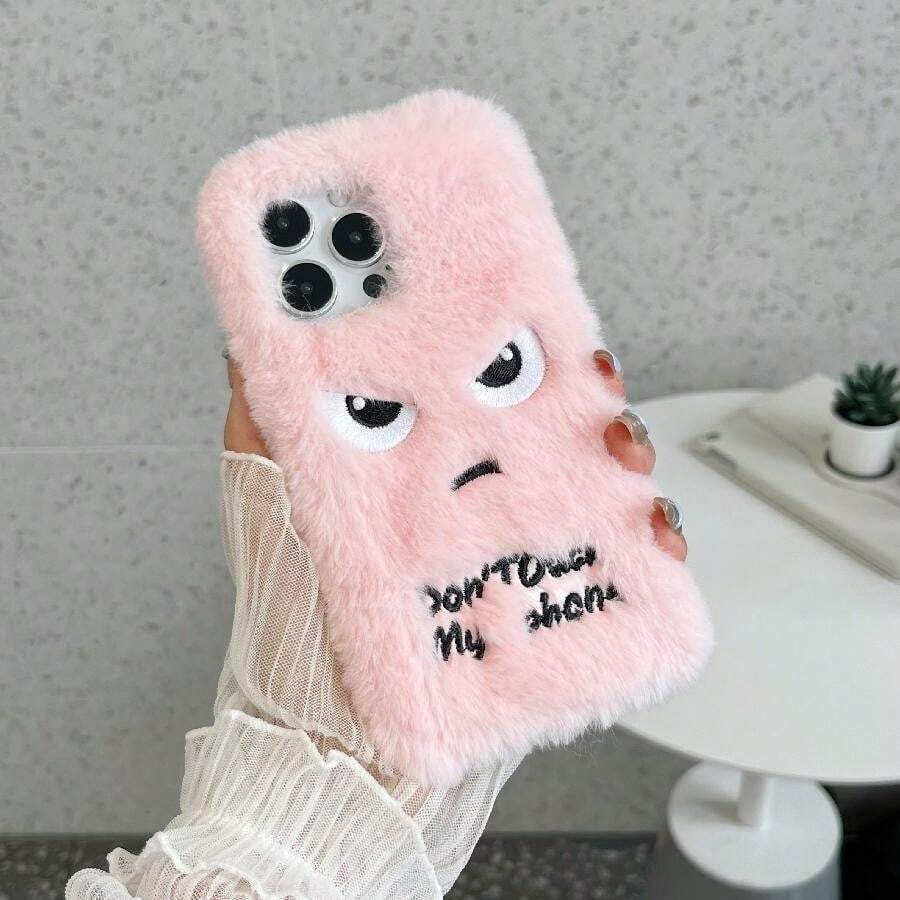 Fluffy Funny "Don't Touch My Phone" Plush Phone Case Compatible With IPhone 17 Pro Max, 11/12/13/14/15/16 Pro Max, S25/S22/23/24+ UA04/A05/A14/A15/A24/A25/A34/A54S, 13C+, NOTE14/13C/12/11PRO, Enjoy/Compatible With Honor Phones, Fluffy Phone Case + Compatible With IPhone 16 Pro Max, S24U, MOTO - Pink - View 1