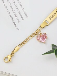 1pc Customized Name Stainless Steel Bracelet, Cute Flower/Heart DIY Birthday Gift, Darling Boys Girls Jewelry, Suitable For Anniversary, Birthday For Boys And Girls, Fun And Meaningful Gift 12cm+3cm
