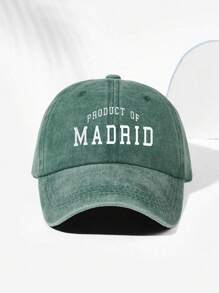 1pc Printed "PAODUCT OF MADRID" Washed Baseball Cap, Breathable Adjustable Outdoor Golf Sun Hat For Men & Women, Fashion Curved Brim Unisex Y2K Sun Visor, Suitable For All Seasons - Print - View 5