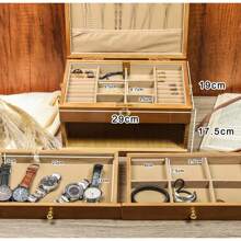 个性化木制珠宝盒，定制复古珠宝盒，带锁和钥匙的个性化木制珠宝盒，送给她的优雅复古礼物 - Wood color - 查看 5