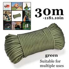 Green Nylon Rope, 1181.10 Inch High-Strength Nylon Rope, Used For Camping, Survival, Fishing, And Hiking - Army Green - View 2