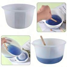 1件/4件 DIY 水晶樹脂攪拌棒 混合杯 分裝杯 量杯 消泡杯 矽膠模具製作工具，量杯 樹脂調色杯 - 白色 - 查看 3