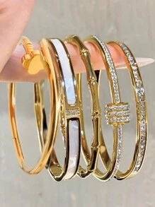 1 pieza elegante y exquisita pulsera de acero inoxidable para regalos de amigos - Dorado - Ver 22