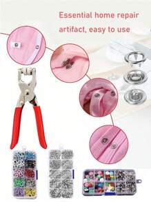 202/402pcs 6mm Snap Eyelets Kit, Gold & Silver Color Snap Eyelets Set With Pliers, Punching & Sewing - Multicolor - View 11