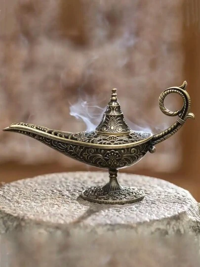1 pieza Quemador de incienso de metal tipo lámpara - Decoración del hogar estilo vintage, soporte para vela como regalo sin vela