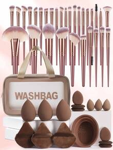 Bộ dụng cụ trang điểm 16/17/46/47 sản phẩm bao gồm: 1 túi đựng đồ vệ sinh cá nhân và mỹ phẩm đa năng có khóa kéo chống nước + Bộ 30 cọ trang điểm + 3 miếng bọt biển trang điểm + 3 miếng bọt biển trang điểm mini + 3 bông phấn hình tam giác + 6 bông phấn khí mini + 1 dụng cụ vệ sinh cọ trang điểm, Bộ cọ, Bộ cọ trang điểm, Bộ cọ trang điểm, Bộ trang điểm hoàn chỉnh, Bộ cọ trang điểm, Bộ trang điểm hoàn chỉnh, Bộ cọ, Bộ cọ trang điểm, Bộ quà tặng trang điểm, Bộ - Nhiều màu - Xem 2