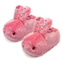 Cute Bunny Slippers For Women Cartoon Fluffy Plush Rabbit Slippers Warm Cozy Animal Slippers Funny House Slippers Shoe Winter Home Floor Slipper Shoes - Đỏ - Xem 1