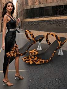 2025豹纹水晶高跟扣带凉鞋，简约时尚的国际风格，超舒适的设计 - 彩色 - 查看 1