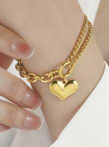 Simple & Stylish Summer Heart Stainless Steel Jewelry, Matching IoT Buckle, Unique & Elegant Women's Fashion With Minimalistic Design Valentines,Mom,Mother,Mother's Day,Gift - Star - View 8