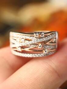 Nhẫn ngôi sao rỗng lấp lánh bằng bạc Sterling 925, trang sức cao cấp tinh tế của Châu Âu và Châu Mỹ, thích hợp làm quà tặng, hẹn hò, tiệc tùng, đeo hàng ngày, đính hôn, đám cưới, cô dâu - Nhẫn ngôi sao rỗng - Xem 7