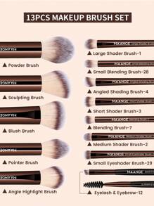 MAANGE 15pcs Professional Makeup Tools Set With Velvet Bag,13pcs Soft Long Aluminum Tube Makeup Brush Set+2pcs Powder Puffs Accessories,Powder Brush Contour Brush Blush Brush Highlight Brush Eyeshadow Brush Eyebrow Brush Eyelash Brush Shadow Brush Blending Brush Smudge Brush,Makeup Tools With Soft Fiber For Easy Carrying,Brush For Travel,Gift For Women&Girls