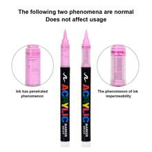 GuangNa 12 pièces/set de stylos peinture acrylique liquide droite de couleur unie avec pointe de pinceau pour la peinture sur roches, canevas, pneu, bois, métal, plastique, tissu, verre, céramique, artisanat DIY, ensemble de marqueurs à base d'eau à séchage rapide, rentrée scolaire