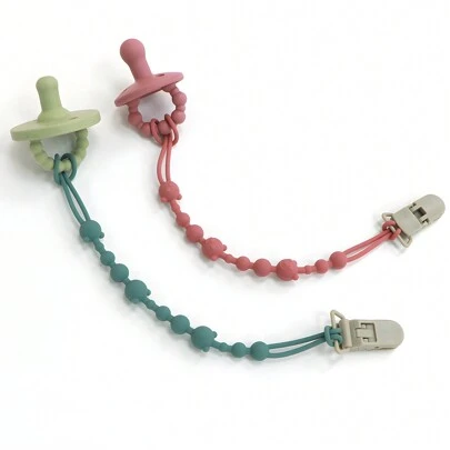 1 件装婴儿奶嘴带，可爱熊款，一体式设计，牙胶玩具带，坚固而灵活，婴儿车，婴儿床配件带，必备旅行带，婴儿礼物，