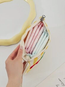 1 件刺绣化妆包、化妆包、女士卫生棉条收纳袋卫生巾袋卫生巾化妆包收纳袋女士化妆包女孩卫生棉条收纳袋、钱包袋便携式化妆品刷收纳手拿包带拉链封口适用于口红、刷子、护肤品、手机、硬币、小物品 - 彩色 - 查看 7