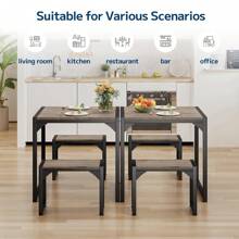 Dining Chair Set Of 3, Space Saving Kitchen Table Set With Metal Frame Table And Chairs(Sillas Comedor)  For Kitchen, Dining Room, Living Room,Grey - 灰色 - 查看 4