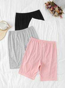 4 piezas Pantalones cortos de dormir informales para mujer de talla grande, pantalones cortos de estar en casa de talla grande con cintura elástica, suaves y cómodos