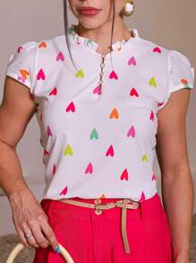 Women's Formal Blouse In Printed Crepe - trắng - Xem 4