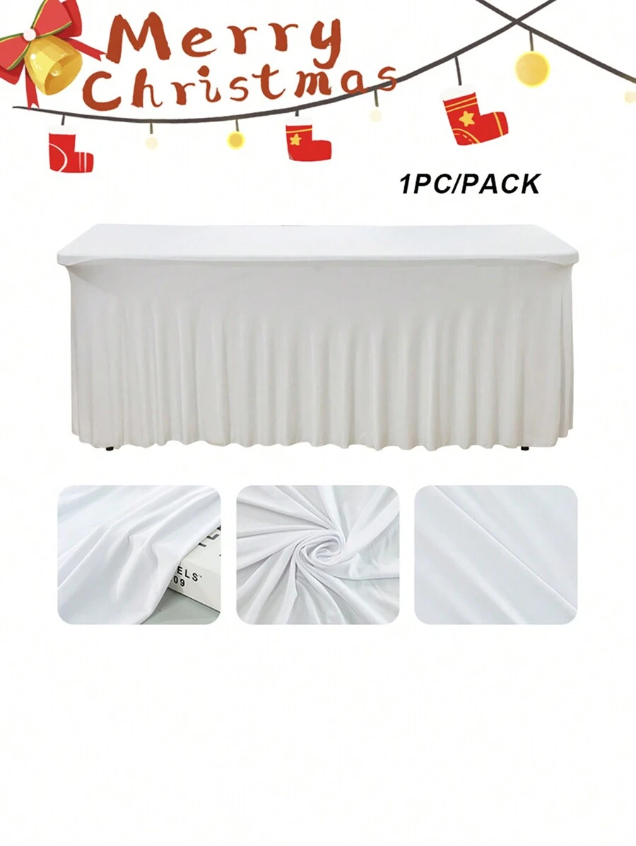 6 英尺矩形针织桌布，耐用，多件装，黑白，适用于圣诞节、万圣节、生日、周年纪念日、派对，易于铺开 - 彩色 - 查看 1