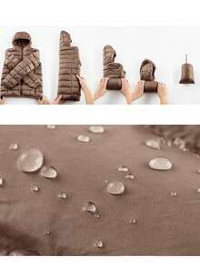 ZIAI 女士纯色轻薄长款连帽冬季羽绒服休闲户外秋冬外套女 - 卡其色 - 查看 10