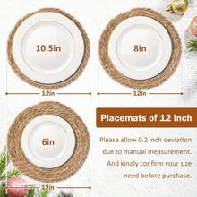 10pcs Woven Straw Placemat Insulated Mat Woven Placemat Handmade Pushgrass Insulated Mat Woven Pot Cushion Coaster - Màu vàng - Xem 3