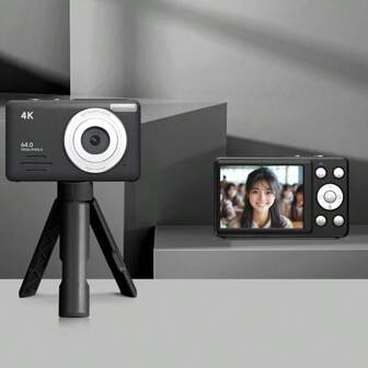 2.88 英寸高清数码相机 6400 万像素 FHD 视频摄像机 18 倍变焦便携式视频博客相机，适合家庭和初学者