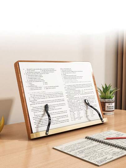 1pc Bamboo Multi-Function Reading Holder, Book Stand, Notebook & Laptop Holder For Students, Office, Exams