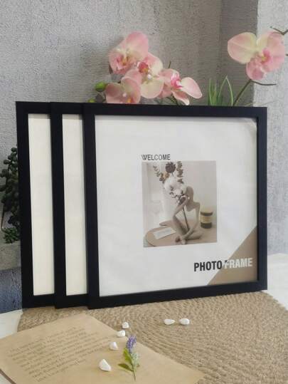 Set de 3 marcos de fotos cuadrados de galería de pared de 15x15, 20x20, 25x25, 30x30 cm para exhibición en mesa y montaje en pared, decoración de fotos, regalo conmemorativo. Marcos de fotos minimalistas, selección elegante para adorno de pared (papel fotográfico no incluido). Marcos de fotos de galería para collage múltiple, marcos de fotos exquisitos para la pared, marcos de retrato para la pared fotográfica.